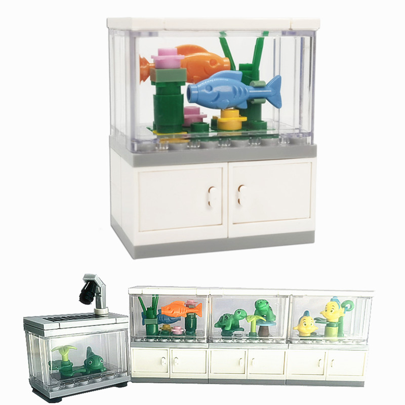 Aquarium Fish Lego - เพื่อนในเมืองถังปลาบล็อกตัวต่อของเล่นประกอบของเล่นตัวตลกปลาเต่าจิ้งจกบล็อกสัตว์เลี้ยงแบบทำมือของเล่นสร้างสรรค์สำหรับเป็นของขวัญเด็ก