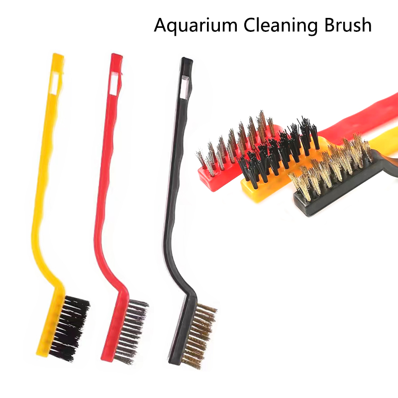 Aquarium Fish Maintenance - 15 ซม.แปรงลวดเหล็ก Aquarium สาหร่ายแปรงทําความสะอาดแปรงไนลอนทําความสะอาดตู้ปลาถังปลาคราบทําความสะอาดเครื่องมืออุปกรณ์เสริม 3 ชิ้น