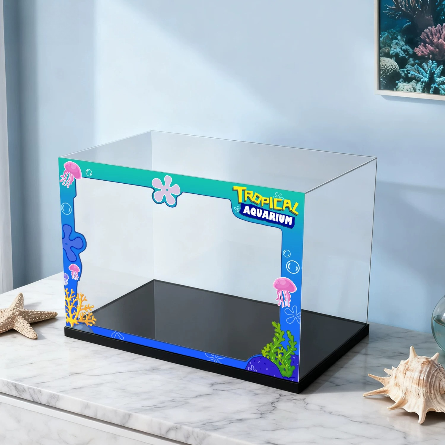 Aquarium Fish Lego - เหมาะสำหรับเลโก้ 10366 กล่องโชว์ตู้ปลาอะคริลิค กล่องเก็บของกันฝุ่น (ไม่รวมชุดเลโก้)