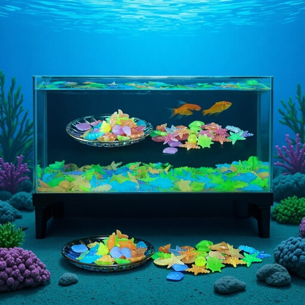 Aquarium Fish Types - หินเรืองแสงในทะเล เปลือกหอยเรืองแสง ปลาดาวหลากสีสัน สำหรับตกแต่งตู้ปลา ตกแต่งภูมิทัศน์ ให้แสงสว่างในตู้ปลา