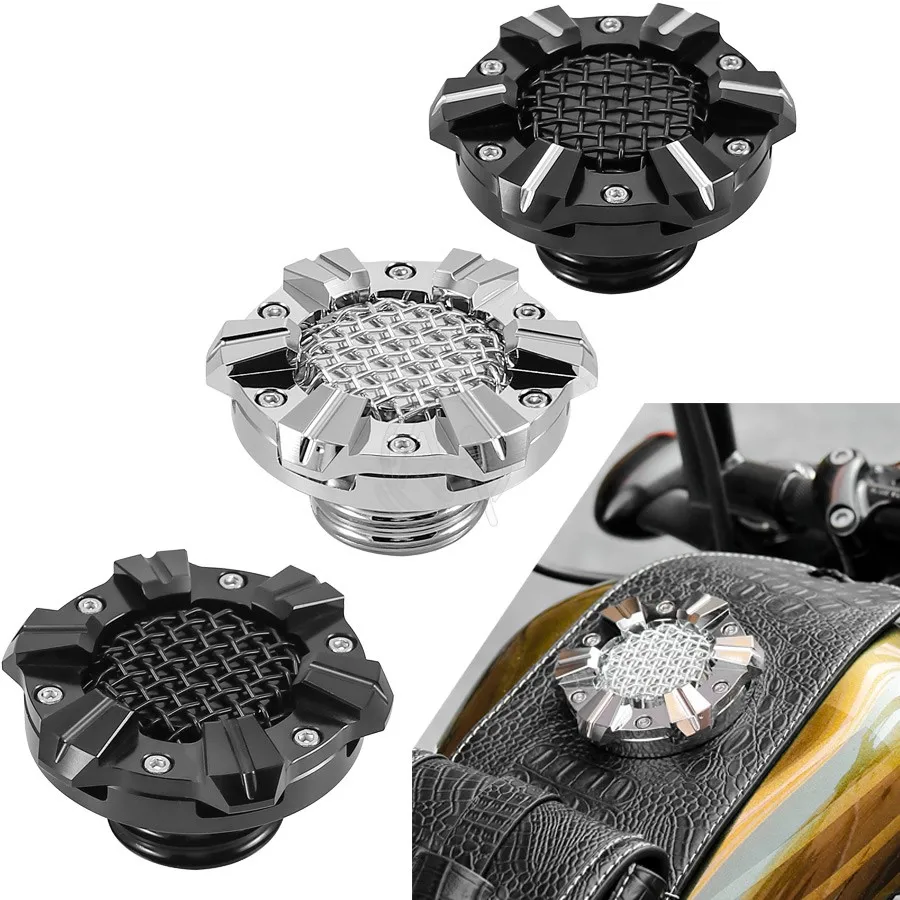 Tank Divider Mesh - อลูมิเนียมรถจักรยานยนต์ด้ายขวามือตาข่ายถังแก๊สการใช้หมวก Vented สําหรับ Harley Sportster 883