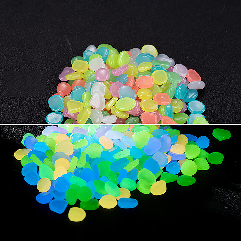 Aquarium Fish That Glow In The Dark - C 100 ชิ้น ของตกแต่งสวน หินเรืองแสงในที่มืด หินกรวดตกแต่ง