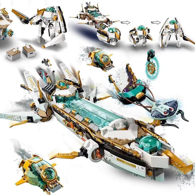 Aquarium Fish Lego - ชุดตัวต่อ MOC ซีรีส์นินจา ชุดเรือไฮโดร บอนท์ตี้ หุ่นยนต์ใต้น้ำ