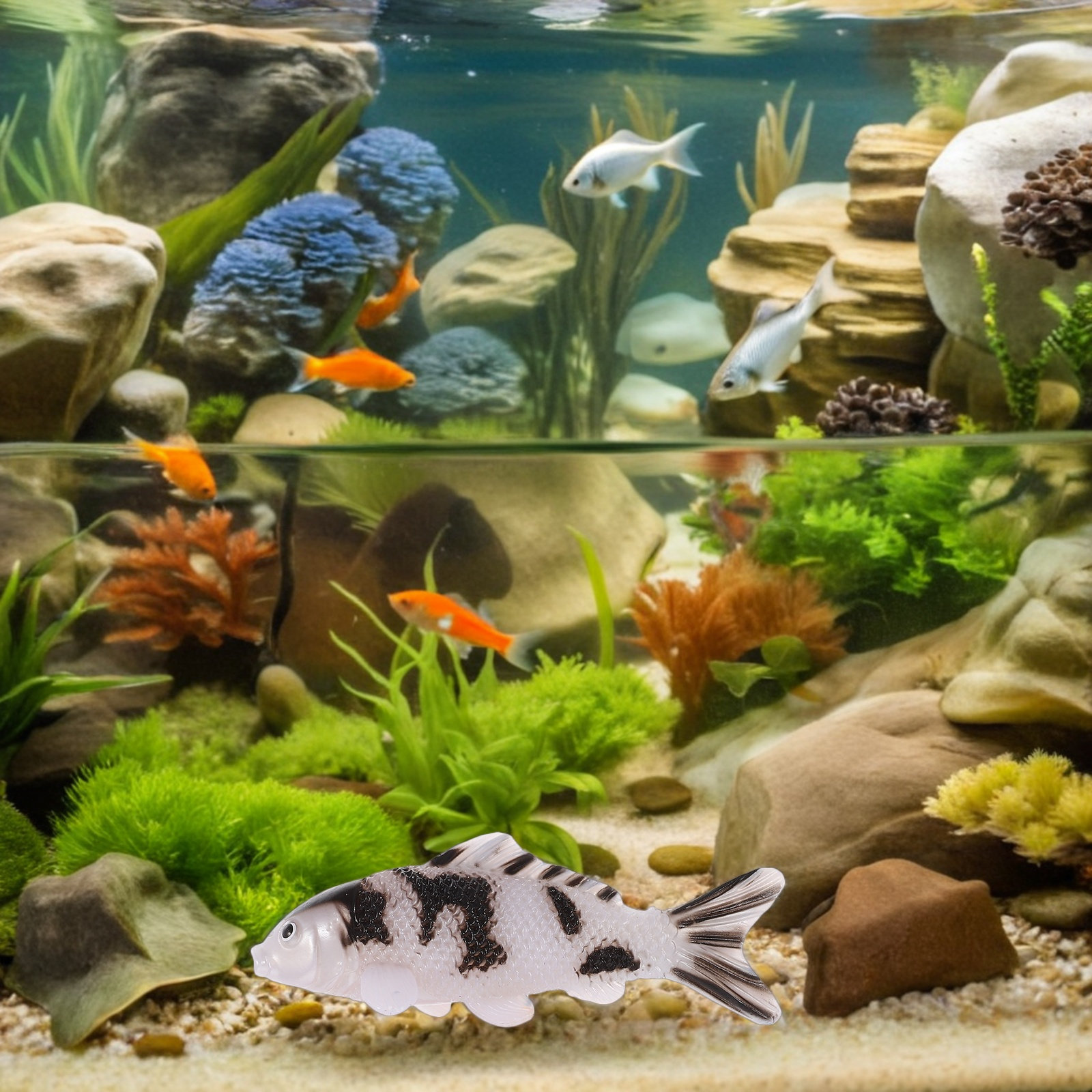 Aquarium Fish Japanese - ปลาคาร์ฟสีสันสดใส 4 ตัว สำหรับตกแต่งตู้ปลา ของตกแต่งปลาลอยน้ำเทียมสำหรับบ่อสวน น้ำพุ