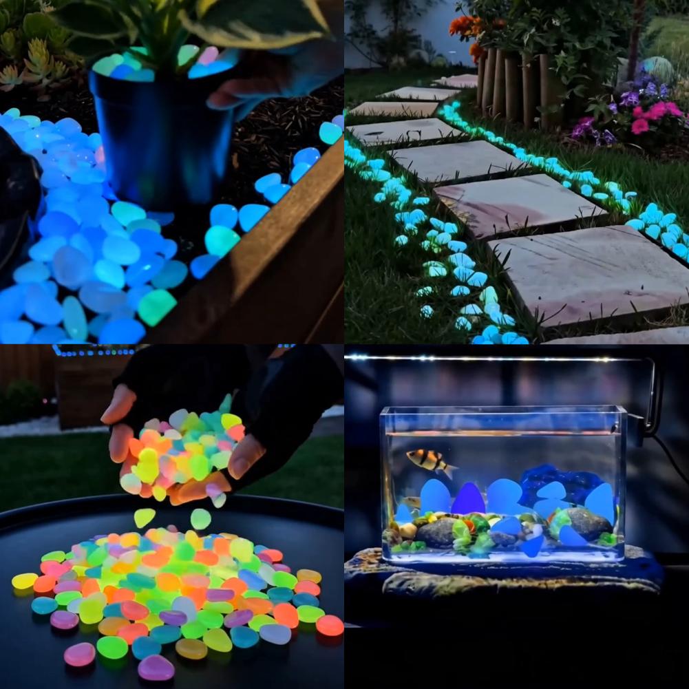 Aquarium Fish That Glow In The Dark - 200/1000 ชิ้น หินเรืองแสงในที่มืด หินกรวดตกแต่งบ้าน สวน สนามหญ้า