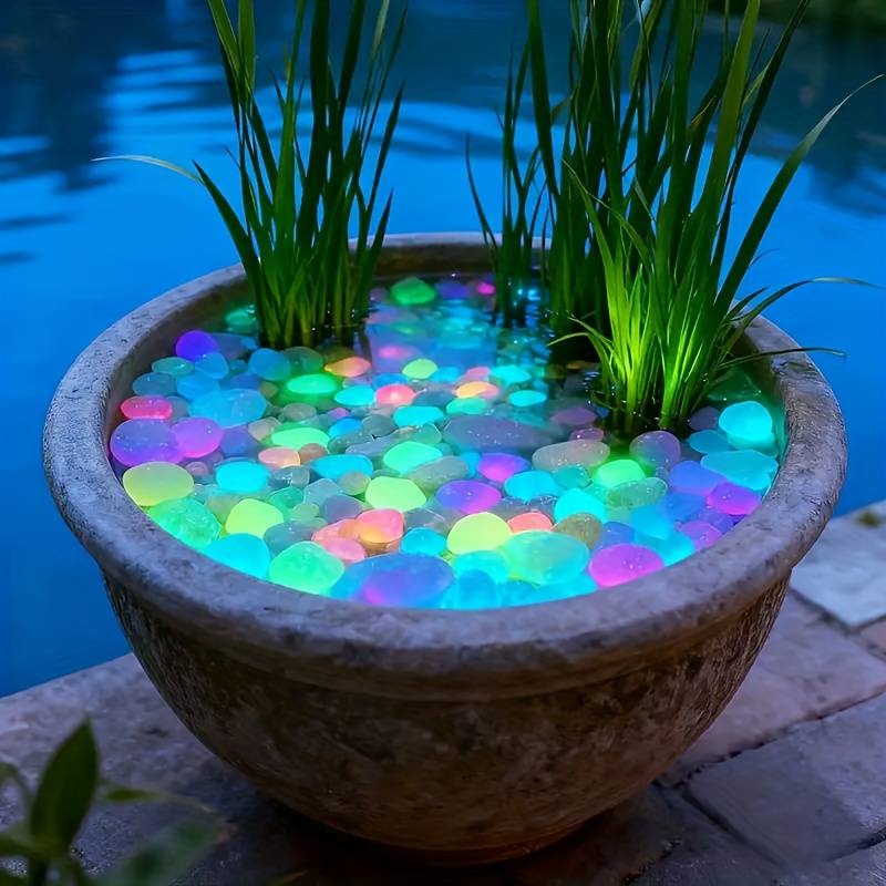 Aquarium Fish That Glow In The Dark - หินเรืองแสงในที่มืด 200 ชิ้น สำหรับตกแต่งทางเดิน สวน ระเบียง