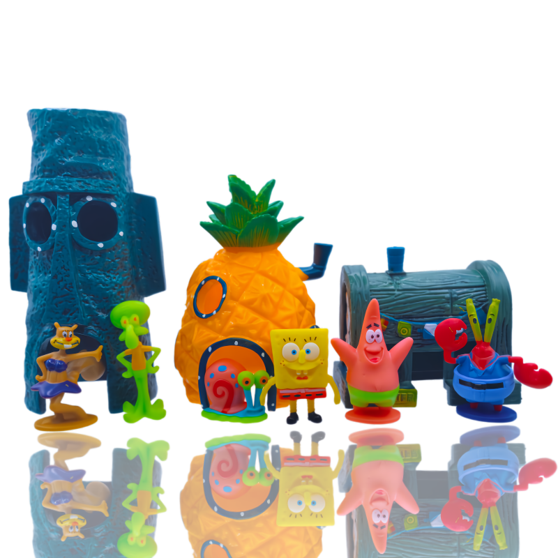 Aquarium Fish Types - ของตกแต่งตู้ปลาสpongebob 6 ชิ้น ของตกแต่งตู้ปลาการ์ตูน บ้านสับปะรด ที่ซ่อนตัวสำหรับปลาและกุ้ง