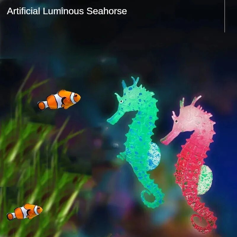 Aquarium Fish That Glow In The Dark - ถังปลา Aquascape ตกแต่งจําลองเรืองแสงใน Dark ซิลิโคน Seahorse