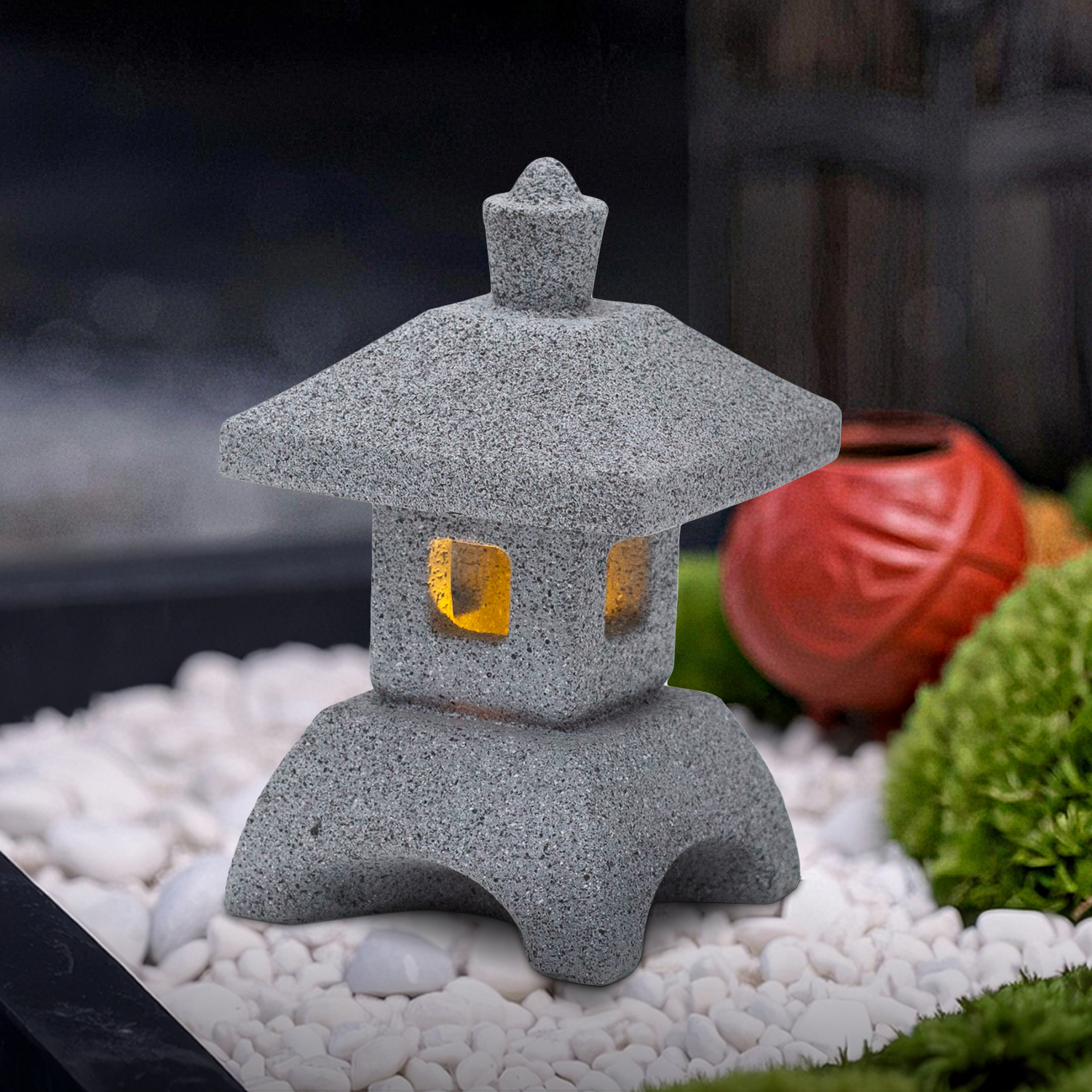 Aquarium Fish Japanese - โคมไฟญี่ปุ่นรูปปั้นเจดีย์ไฟ LED Zen Garden อุปกรณ์เสริมสําหรับ Home