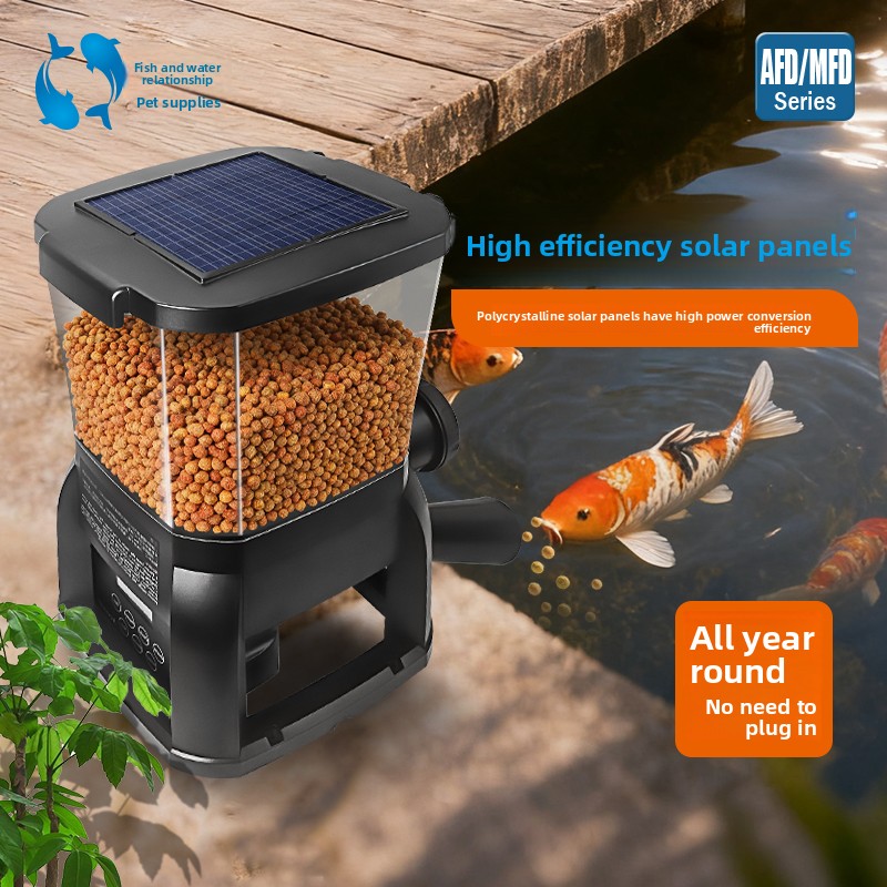 Aquarium Fish Feeder Automatic - เจบาโอ โซลาร์ โคอิพอนด์ บ่อปลาสำหรับกลางแจ้ง ตู้ปลาขนาดใหญ่ เครื่องให้อาหารปลาอัตโนมัติ