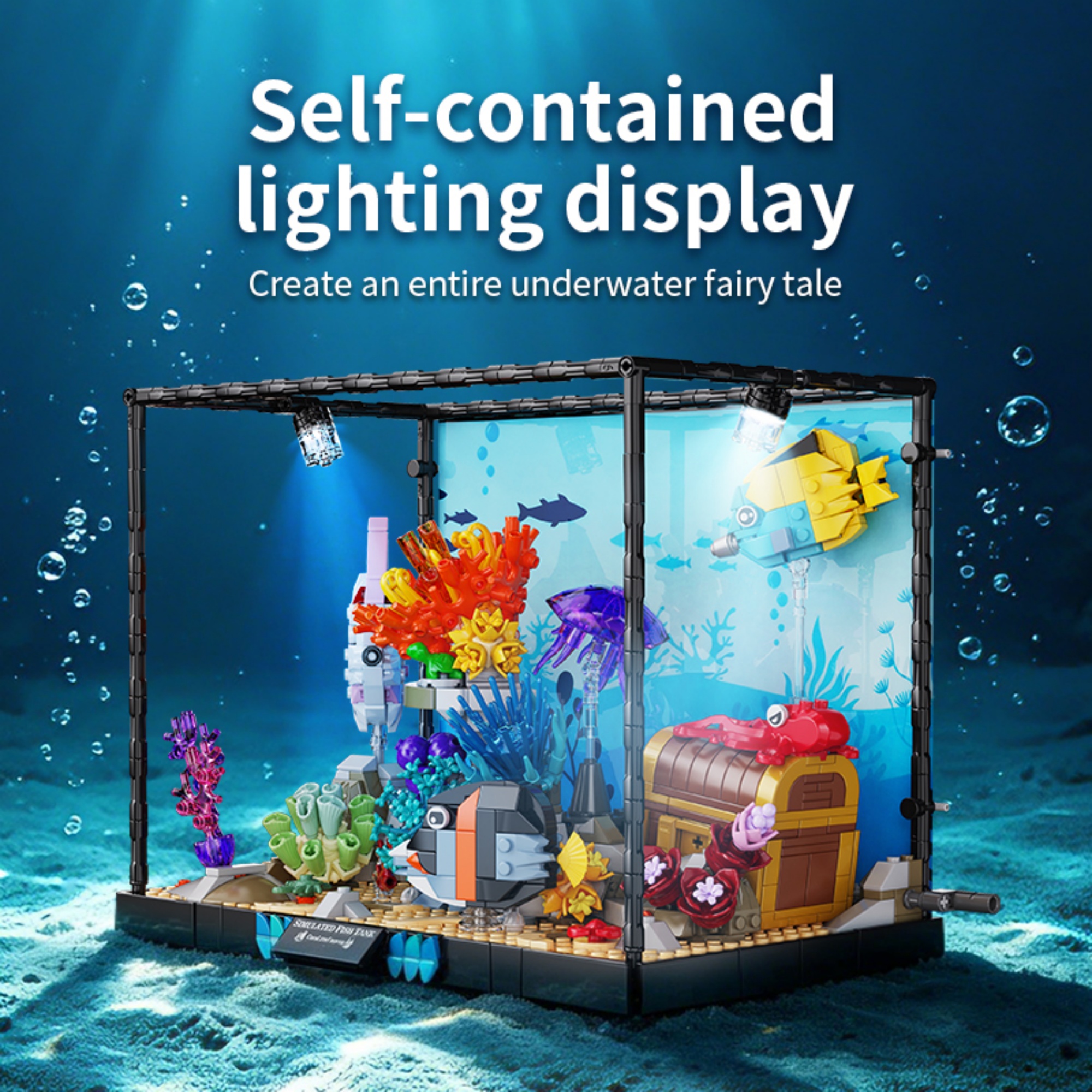 Aquarium Fish Lego - ตัวต่อสร้างสรรค์รูปทรงตู้ปลาใต้น้ำ 1318 ชิ้น ชุดตกแต่งตู้ปลาขนาดเล็ก แสดงภาพสัตว์ทะเล ของขวัญสำหรับผู้ใหญ่