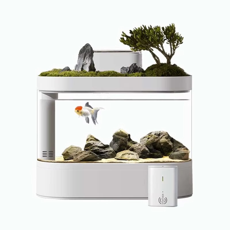 Aquarium Fish Feeder Automatic - ตู้ปลาอัจฉริยะแบบตั้งโต๊ะพร้อมเครื่องให้อาหารปลาอัตโนมัติและไฟ LED