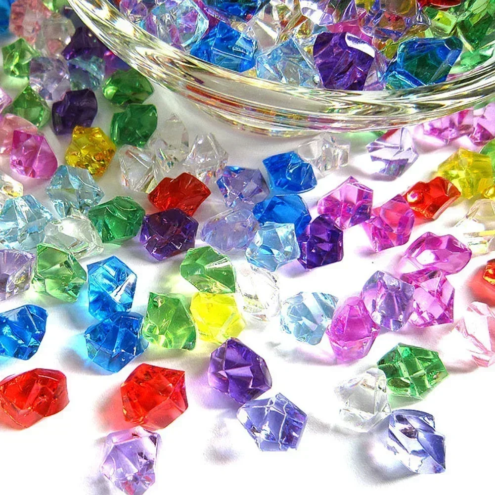 Aquarium Fish Lego - 200 PCS อะคริลิคที่มีสีสันหินก้อนน้ําแข็งตกแต่งแจกันพืช FILLER Pebble Fish