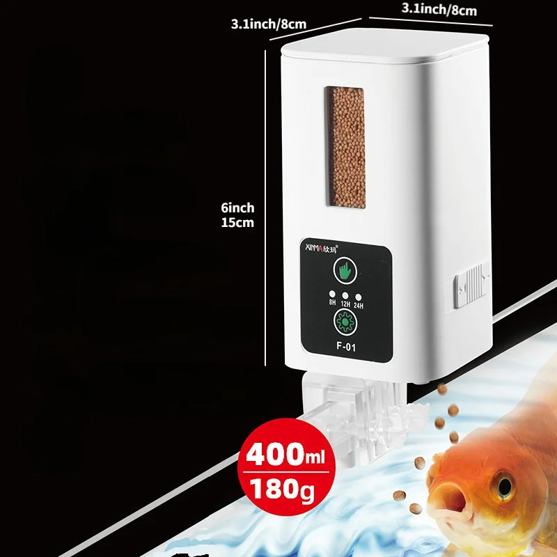 Aquarium Fish Feeder Automatic - ที่ป้อนปลาความจุสูง400มล. ที่ป้อนอาหารสำหรับตู้ปลาแบบอัตโนมัติ