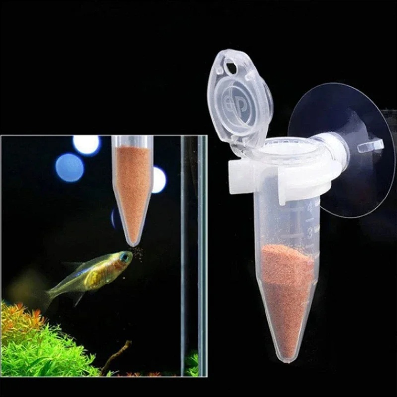 Aquarium Fish Feeder Automatic - เครื่องให้อาหารปลาอัตโนมัติ รูปทรงกรวย สำหรับใส่ไข่กุ้ง หนอน พร้อมจุกดูด อุปกรณ์ตกแต่งตู้ปลา