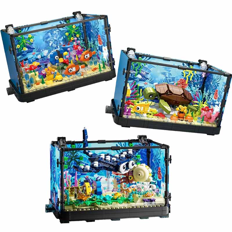 ชุดบล็อกตัวต่อตู้ปลาพร้อมไฟ，ตู - Aquarium Fish Lego บทวิจารณ์และราคา