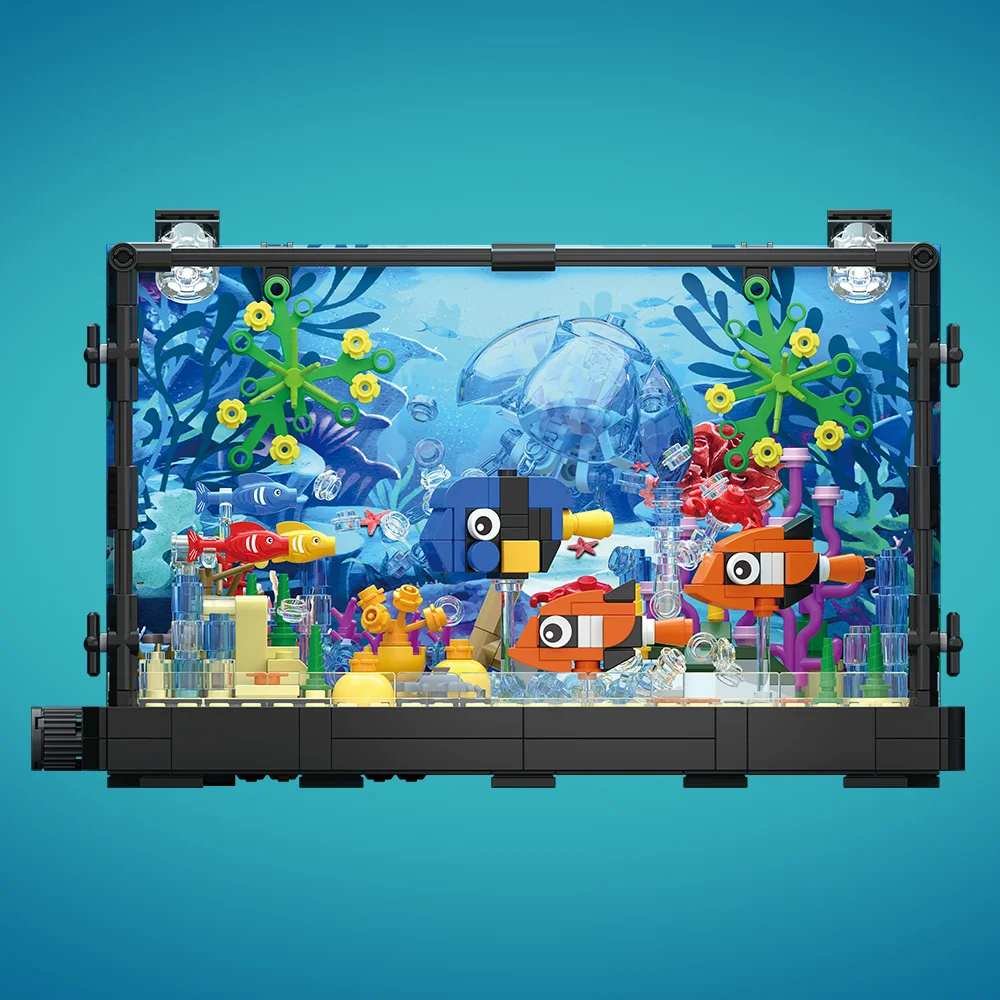 ชุดบล็อกตัวต่อตู้ปลาพร้อมไฟ，ตู - Aquarium Fish Lego บทวิจารณ์และราคา