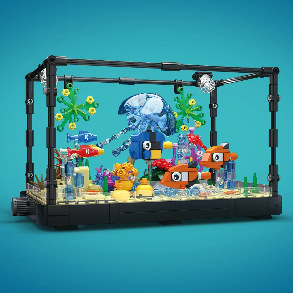 ชุดบล็อกตัวต่อตู้ปลาพร้อมไฟ，ตู - Aquarium Fish Lego บทวิจารณ์และราคา
