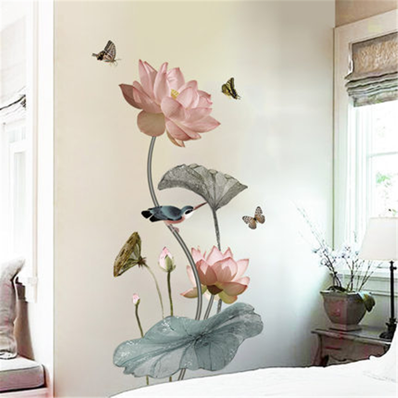 วอลล์เปเปอร์3D ดอกบัวสไตล์จีนโ - Background Film 3D บทวิจารณ์และราคา