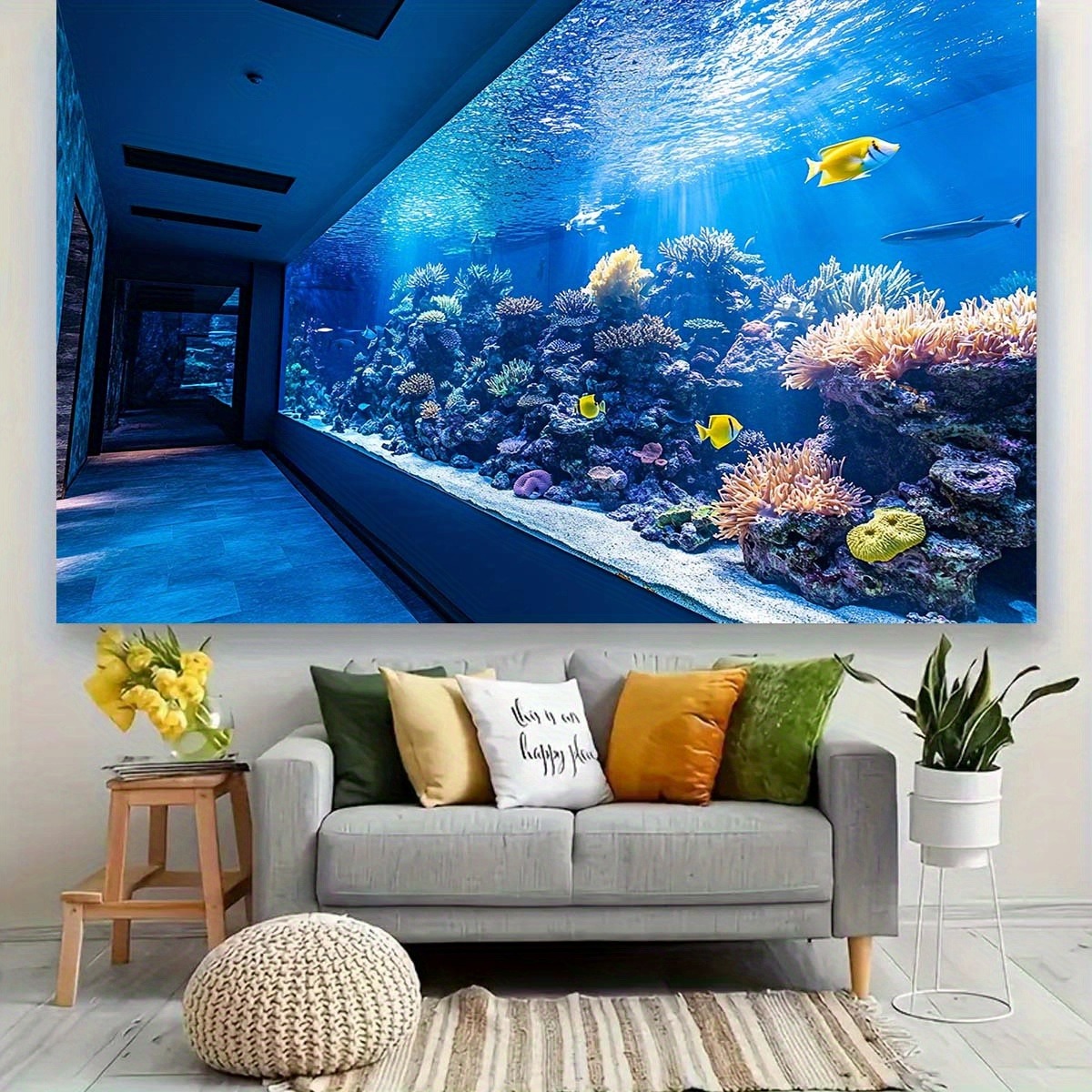 พรมแขวนผนังลายปะการังใต้น้ำสีส - Aquarium Fish Bowl บทวิจารณ์และราคา