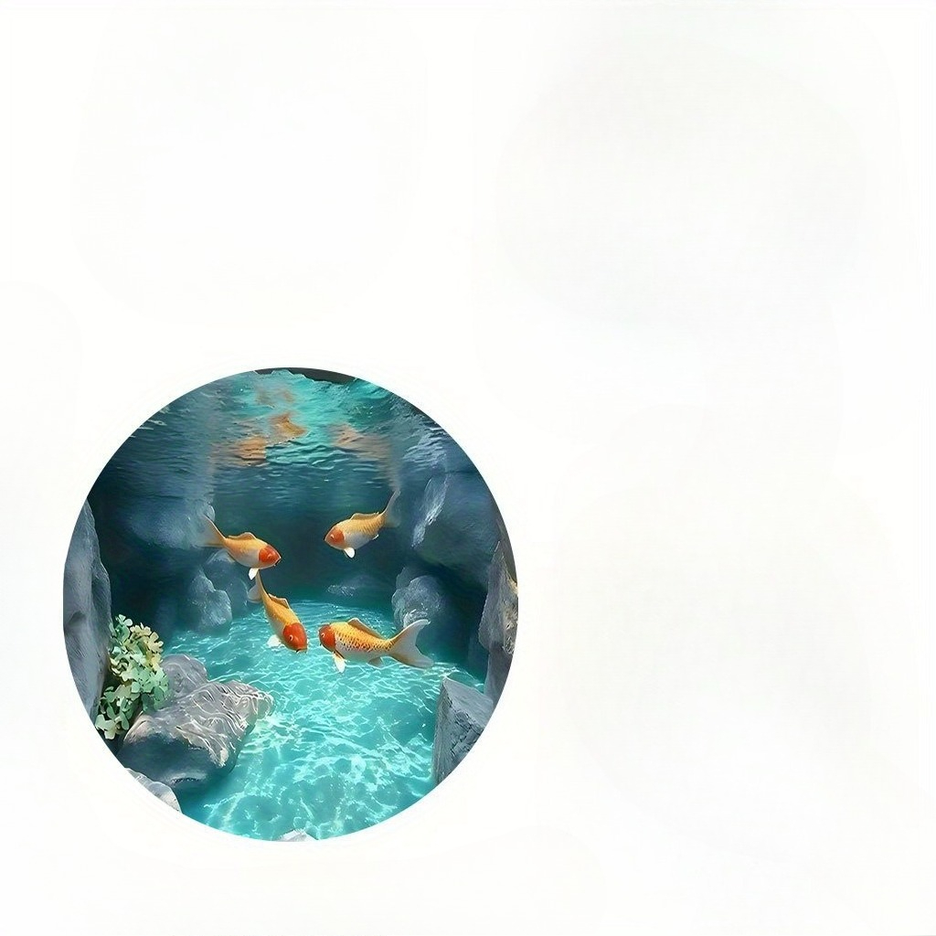 พรมรูปทรงกลมลายบ่อปลาคาร์ฟ ขนฟ - Aquarium Fish Japanese บทวิจารณ์และราคา