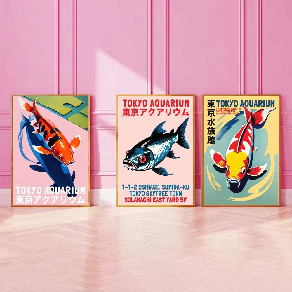 โปสเตอร์กระดาษปลาคาร์ฟจากโตเกี - Aquarium Fish Japanese บทวิจารณ์และราคา
